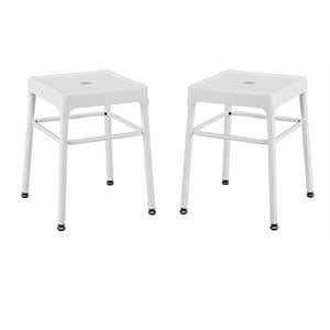 Home Square 18&quot Nylon Steel Backless Guest Stool in White - Set of 2