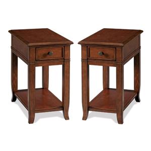 Home Square 1 Drawer End Table in Burnished Cherry - Set of 2