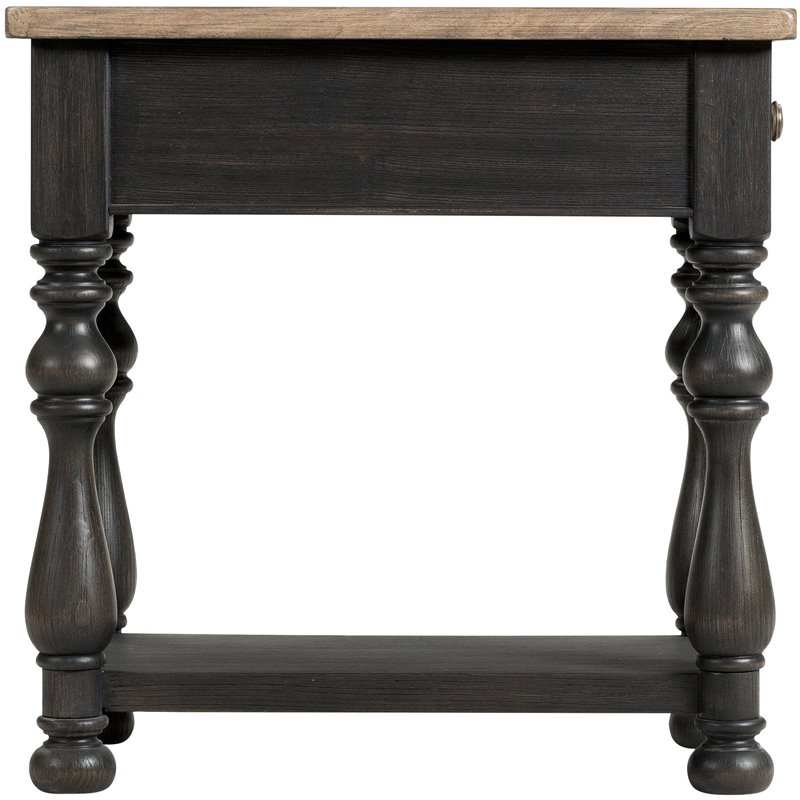 Home Square Side Table in Antique Oak and Matte Black - Set of 2