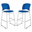Home Square Round Back & Steel Frame Bar Stool in Blue Finish - Set of 2