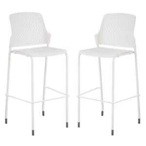 Home Square 46.75&quotH Contemporary Bar Stool in White - Set of 2