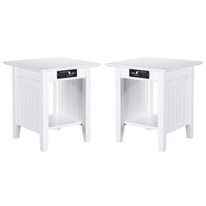 Home Square Solid Hardwood End Table in White Finish - Set of 2