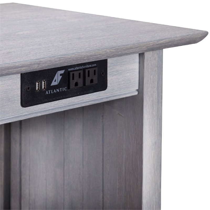 Home Square End Table with Charger in Driftwood Gray - Set of 2