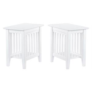 Home Square 14&quot Solid Hardwood End Table in White Finish - Set of 2