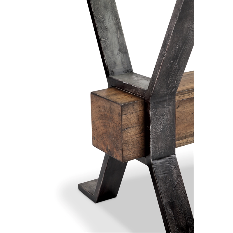 Home Square Rectangular X shaped End Table in Smoked Iron Finish - Set of 2