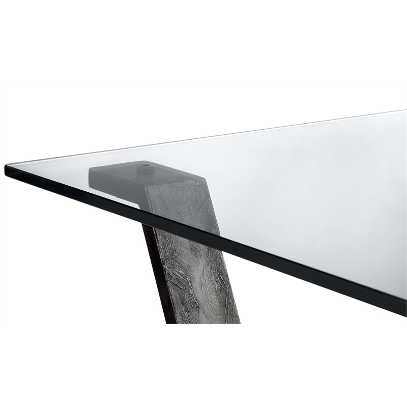 Home Square Rectangular X shaped End Table in Smoked Iron Finish - Set of 2