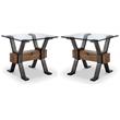 Home Square Rectangular X shaped End Table in Smoked Iron Finish - Set of 2