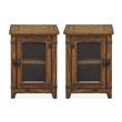 Home Square Adjustable Wood Shelf End Table in Farmhouse Timber - Set of 2