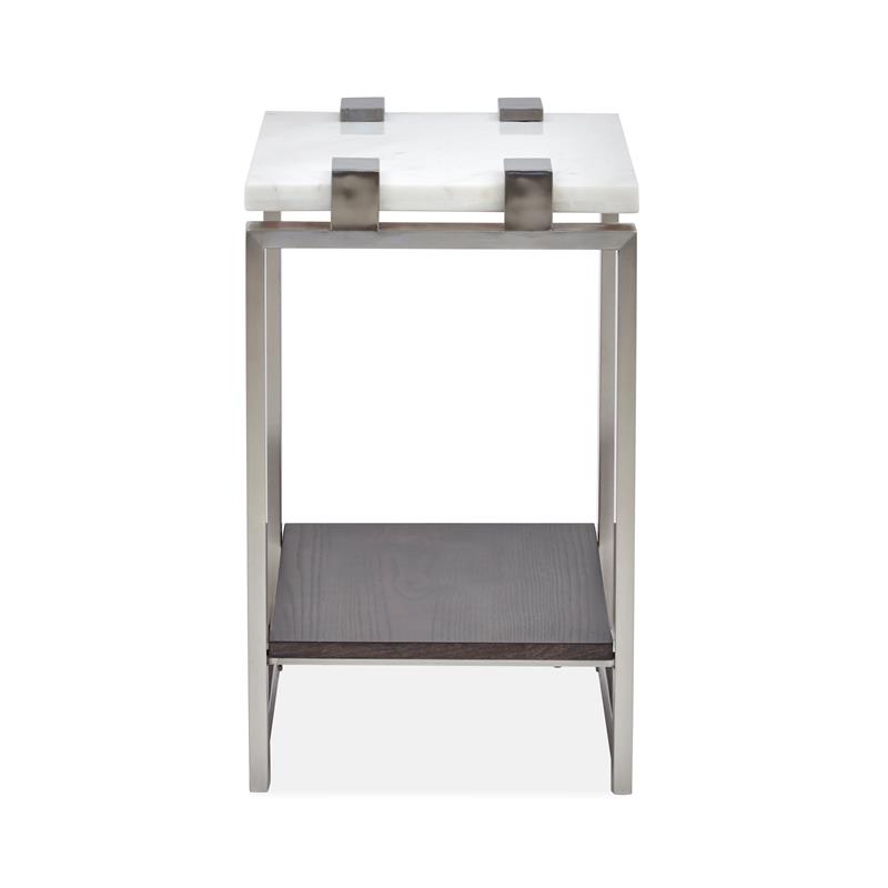 Home Square Rectangular Marble Accent Table in White Finish - Set of 2