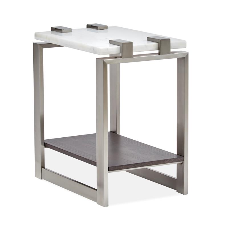 Home Square Rectangular Marble Accent Table in White Finish - Set of 2