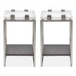 Home Square Rectangular Marble Accent Table in White Finish - Set of 2