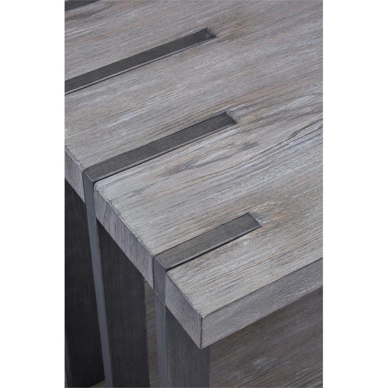 Home Square Rectangular End Table Weathered Gravel - Set of 2