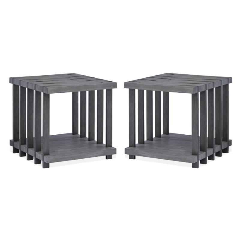Home Square Rectangular End Table Weathered Gravel - Set of 2