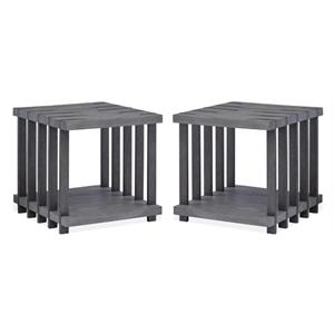 Home Square Rectangular End Table Weathered Gravel - Set of 2
