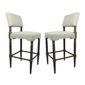 Home Square Upholstered Fabric Bar Stool in Natural Finish - Set of 2
