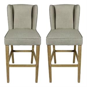 Home Square Upholstered Fabric Bar Stool in Natural - Set of 2