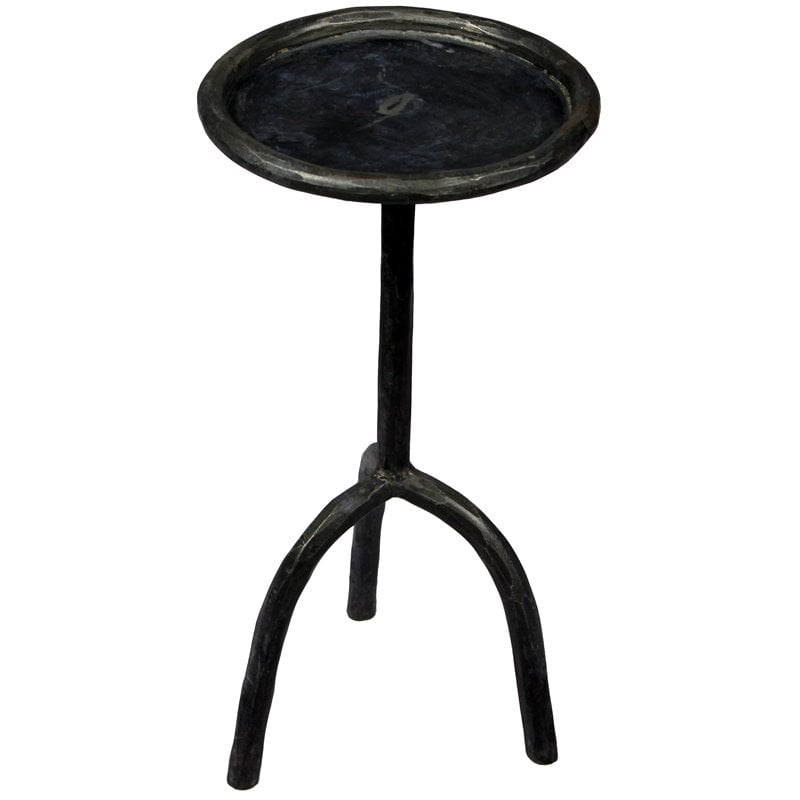 Home Square Modern Cast Iron End Table in Black Finish - Set of 2