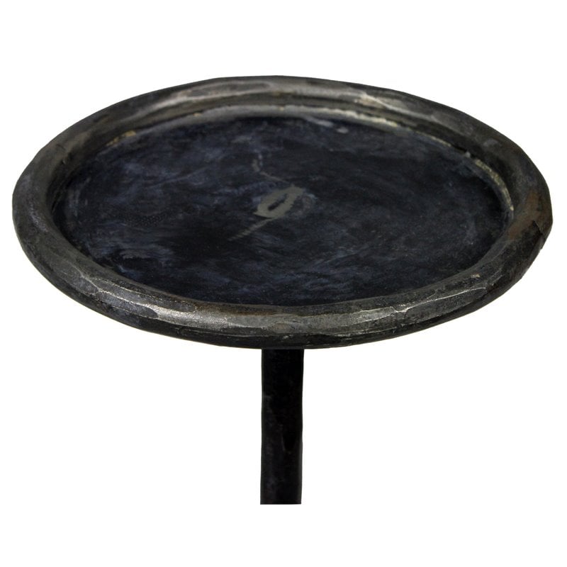 Home Square Modern Cast Iron End Table in Black Finish - Set of 2