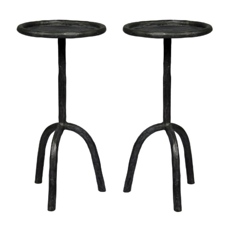 Home Square Modern Cast Iron End Table in Black Finish - Set of 2