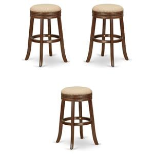Home Square 30&quot Wood Backless Bar Stool in Mocha & Mahogany - Set of 3