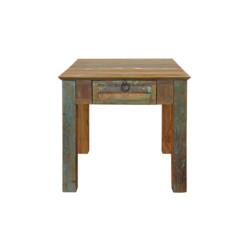 Home Square 1-Drawer Solid Wood End Table in Multi-Color - Set of 2