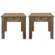 Home Square 1-Drawer Solid Wood End Table in Multi-Color - Set of 2
