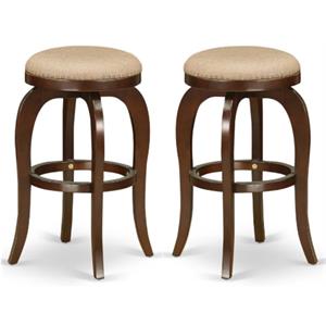 Home Square 30&quot Wood Swivel Backless Bar Stool in Mocha & Mahogany - Set of 2