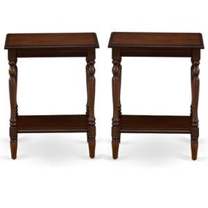 Home Square Wood End Table w & Open Storage in Antique Mahogany - Set of 2