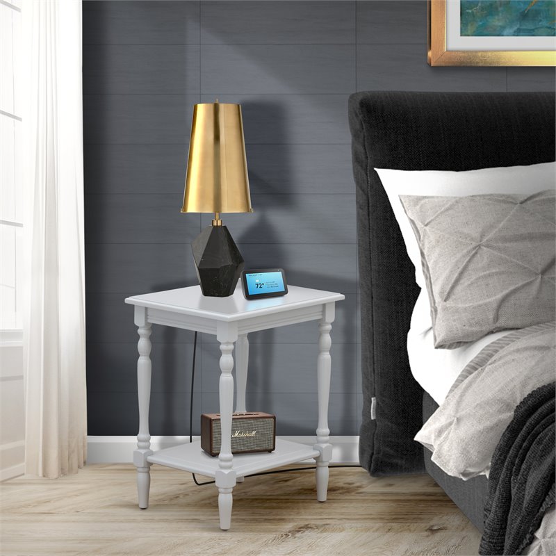 Home Square Wood End Table with Open Storage in Urban Gray - Set of 2