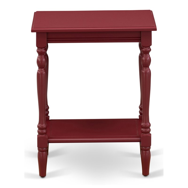 Home Square Wood End Table with Open Storage in Burgundy Red - Set of 2