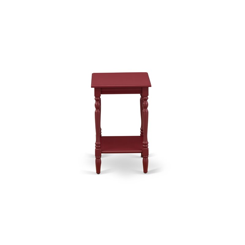 Home Square Wood End Table with Open Storage in Burgundy Red - Set of 2