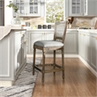 Home Square Rattan Wicker High Back Bar Stool in Dark Heathered Gray - Set of 2