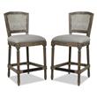 Home Square Rattan Wicker High Back Bar Stool in Dark Heathered Gray - Set of 2