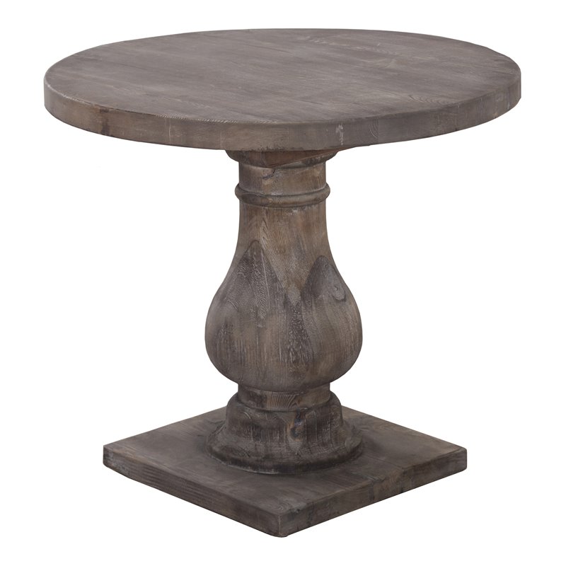 Home Square Round Reclaimed Pine End Table in Rustic Brown - Set of 2