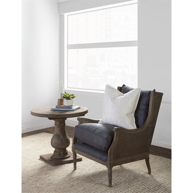 Home Square Round Reclaimed Pine End Table in Rustic Brown - Set of 2