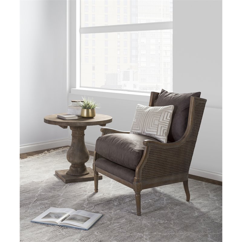 Home Square Round Reclaimed Pine End Table in Rustic Brown - Set of 2