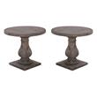 Home Square Round Reclaimed Pine End Table in Rustic Brown - Set of 2