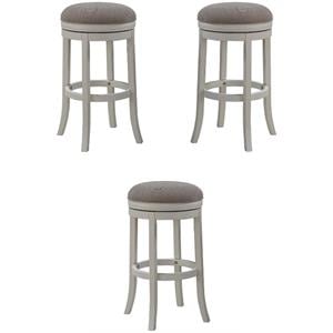 Home Square 26&quot Backless Counter Stool in Distressed Antique White - Set of 3