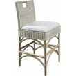 Home Square Rattan and Fabric Barstool in White Wash - Set of 3