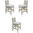 Home Square Rattan and Fabric Barstool in White Wash - Set of 3