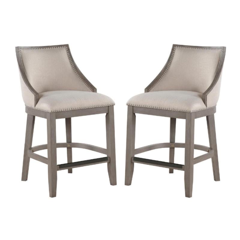 Home Square Solid Wood Driftwood Counter Stool in Gray Finish - Set of 2