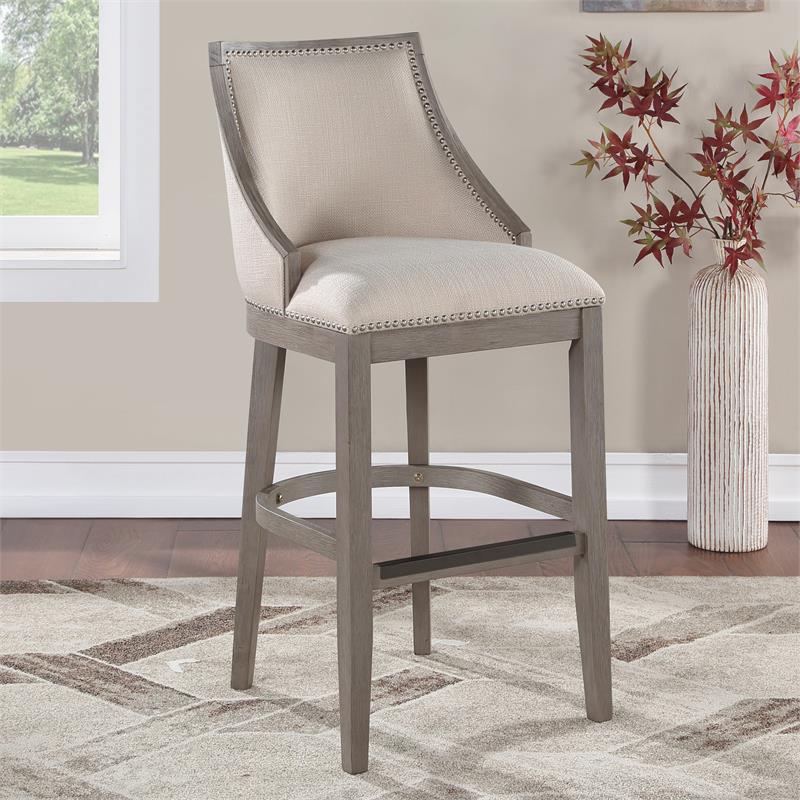 Home Square Solid Driftwood Bar Stool in Gray Finish - Set of 2