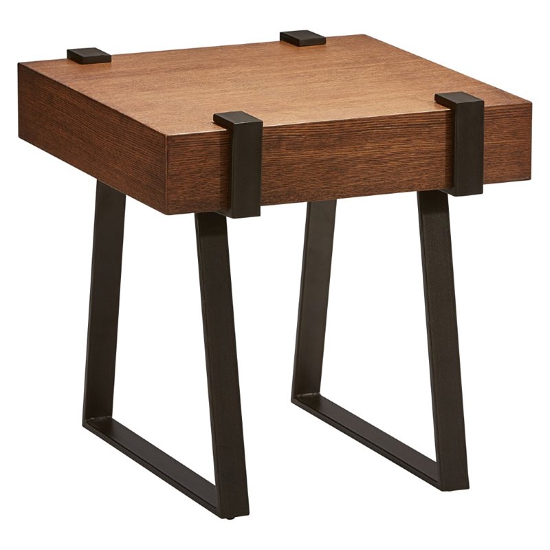 Home Square Contemporary Wood End Table in Canyon Oak - Set of 2