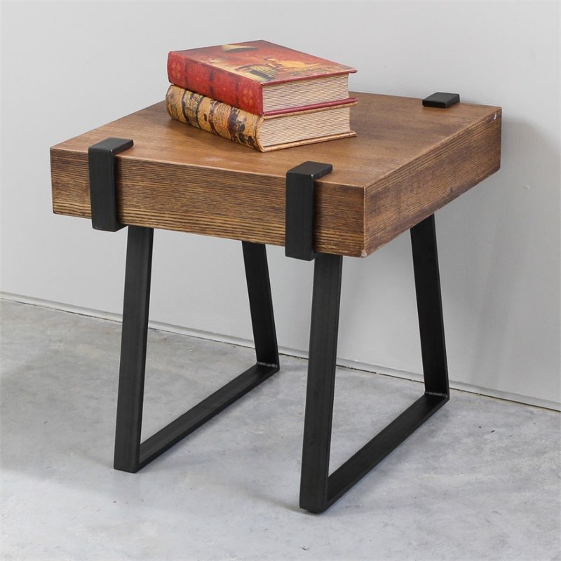 Home Square Contemporary Wood End Table in Canyon Oak - Set of 2