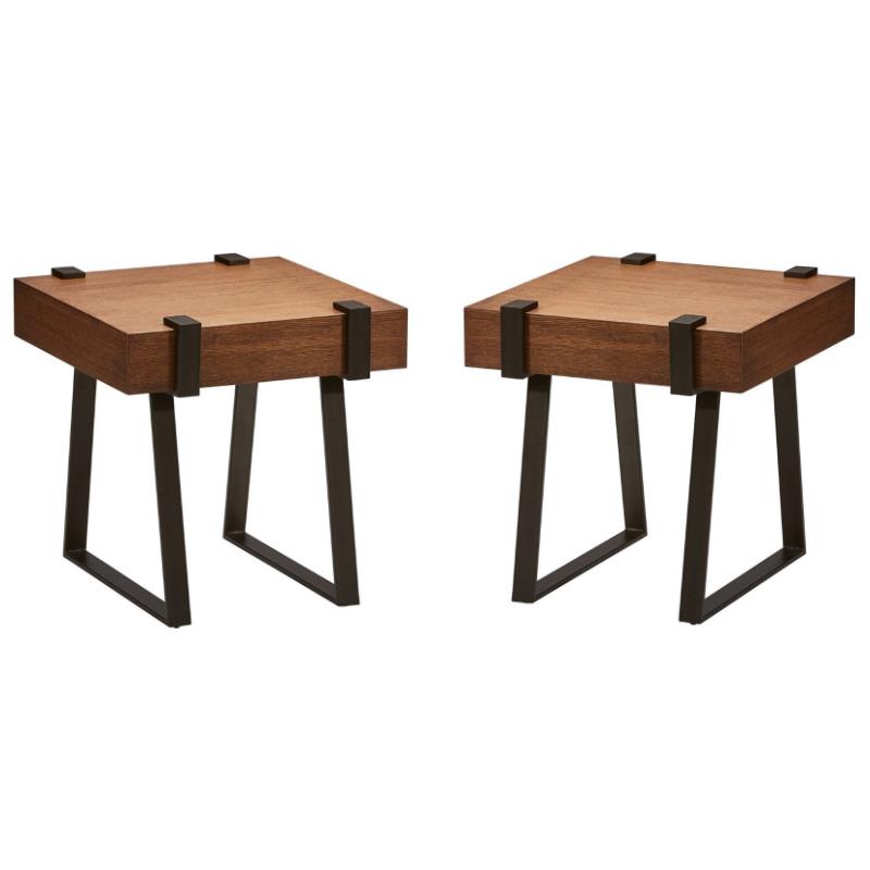 Home Square Contemporary Wood End Table in Canyon Oak - Set of 2