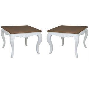 Home Square Square End Table in Antique White Finish - Set of 2