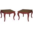 Home Square Square End Table in Antique Red Finish - Set of 2