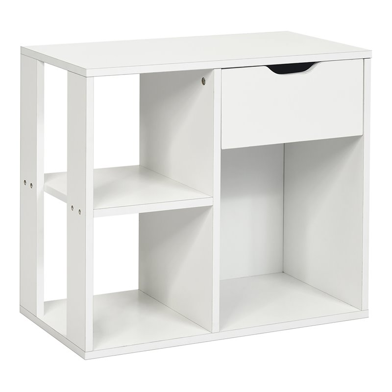 Home Square Contemporary Particle Board Side Table in White - Set of 2
