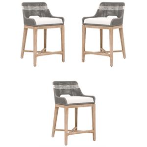 Home Square 26&quot Fabric Counter Stool in Gray Finish - Set of 3