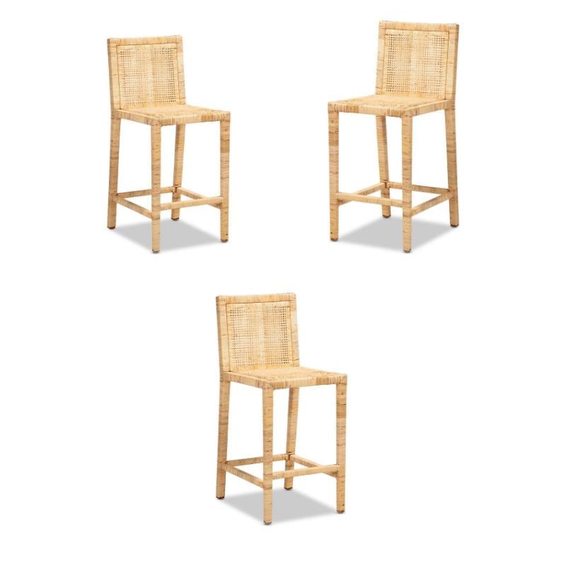 Home Square 3 Piece Handmade Wood and Rattan 26